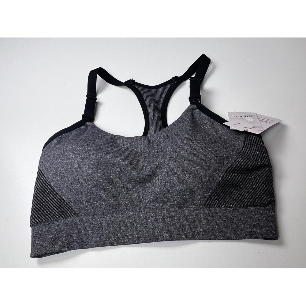 Auden Nursing Lightly Lined Heather Gray Seamless Knit Racerback Size S NWT‎